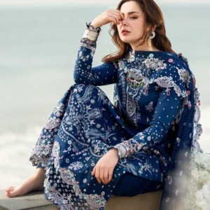 Midnight Sapphire Embroidered Lawn Set