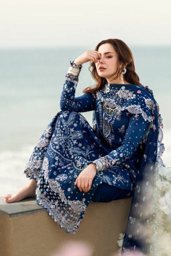 Midnight Sapphire Embroidered Lawn Set